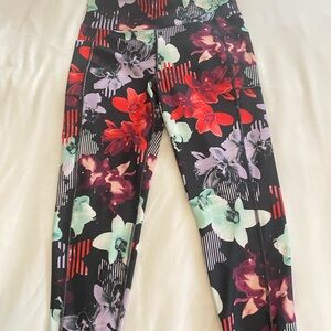 Marika Floral Leggings with Pockets Workout Joggers Colorful Print Size L